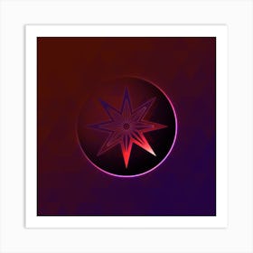 Geometric Neon Glyph on Jewel Tone Triangle Pattern 193 Art Print