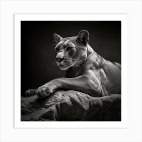 Lion Black and White Art Print