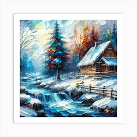 Oil Texture Log Cabin 2 Art Print