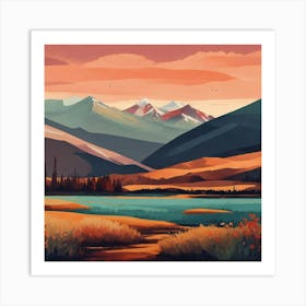 Sunset In The Mountains 60 Art Print