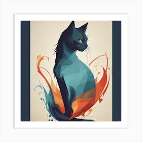 Abstract Cat Art Print