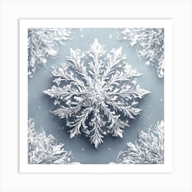 Snowflakes On Blue vector art Art Print