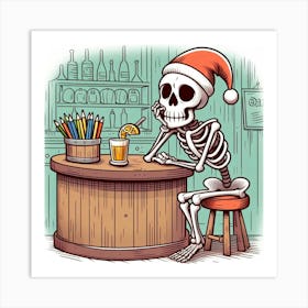 Skeleton At The Bar Art Print