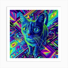 Psychedelic Cat 1 Art Print