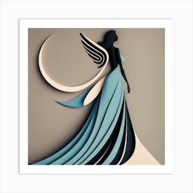 Angel In Blue Dress Art Print