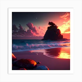 Sunset On The Beach 3 Art Print