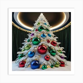 A Stunningly Detailed 3d Render Of A Majestic Snow White Christmas Tree 3 Art Print