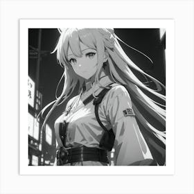 Anime Girl Standing In The City Art Print