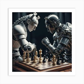 Robots Playing Chess Art Print