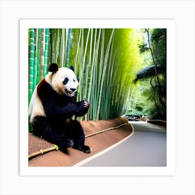 Panda Bear In Bamboo Forest 6 Art Print