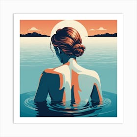 Woman In The Water art Art Print