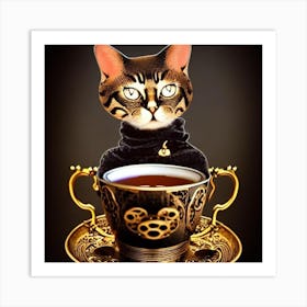 Steampunk Cat 2 Art Print