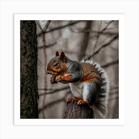 Squirrel In Forest (28) Art Print