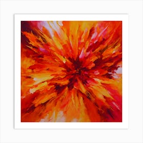 Fiery Sunset Floral Burst Art Print