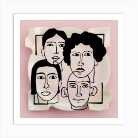 Abstract Faces Art, men and women 1 Art Print