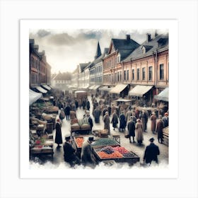 Early Small Town America And The Automobile ~Reimagined 15 Art Print