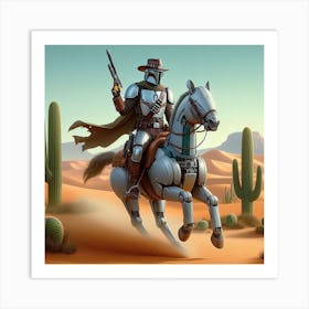 Din Djarin The Mandalorian Cowboy Riding A Horse Star Wars Art Print Art Print