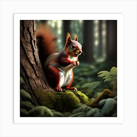 Red Squirrel In The Forest 22 Art Print