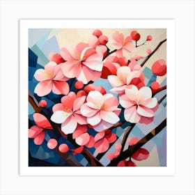 Cubism Art, Abstract sakura Art Print