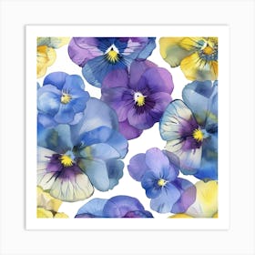 Pansies Seamless Pattern 1 Art Print