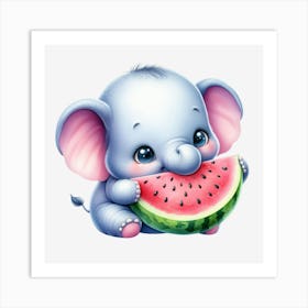 Watermelon Elephant Art Print