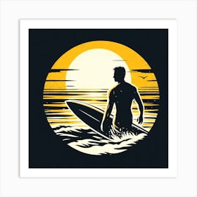 Surfer In The Ocean Art Print