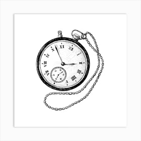 Pocket Watch, hand-drawn retro pocket watch Art Print