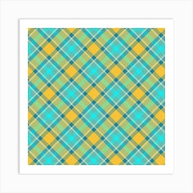 Blue And Yellow Plaid Art Print