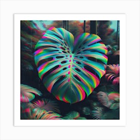 Glitch Large Monstera leaf, Glitch art 3 Art Print