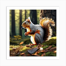 Squirrel In The Forest 368 Art Print