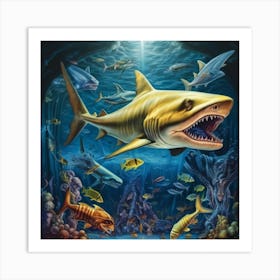 Sharks In The Ocean Art Print