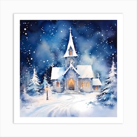 Scarlet Snowfall Serenade Art Print