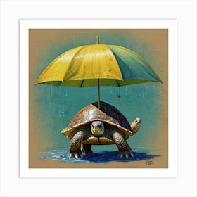 Turtle Under Umbrella Art Print