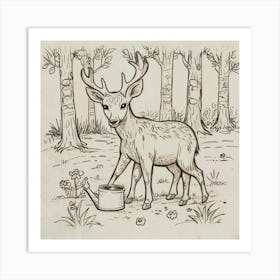 Deer In The Woods 78 Art Print