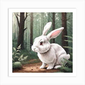 White Rabbit In The Woods Art Print