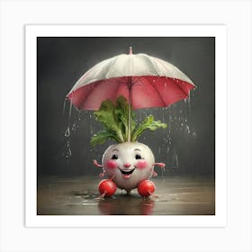 Radish With Umbrella 1 Art Print