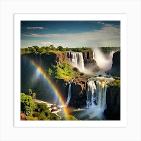 Rainbow Over Iguazu Falls Art Print