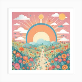 Sunset In The Meadow Art Print