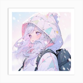 Anime Girl In Winter 2 Art Print