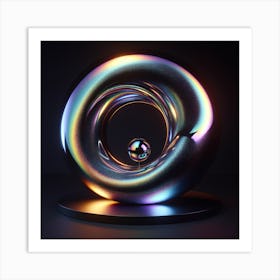 Abstract Sphere Chrome effect and iridescent Art Print