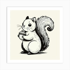 Line Art squirrel Art Print