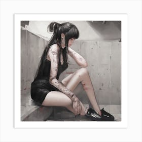 Girl With Tattoos Art Print