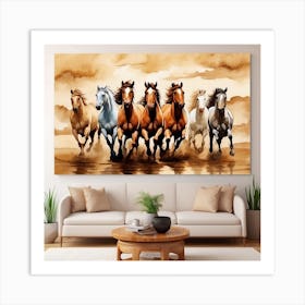 Horses Running In The Desert Art Print