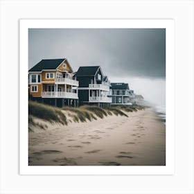 Stormy Day At The Beach; beach houses Art Print