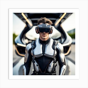 Futuristic Man In Vr Glasses 6 Art Print