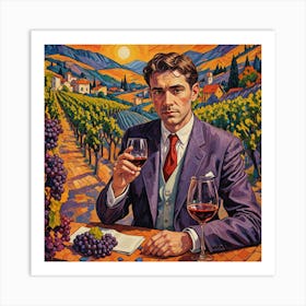 Man With A Glass Of Wine Art Print