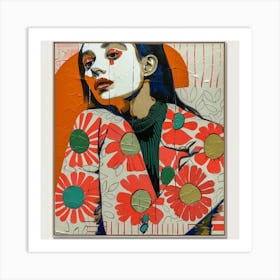 Girl With Flowers Art Print