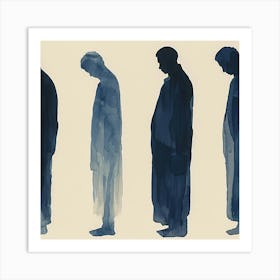 Four Men In Blue Robes Art Print