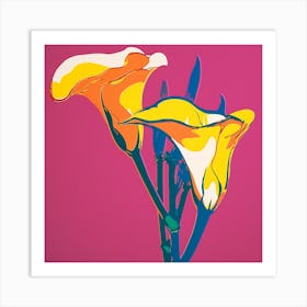 Calla Lily 4 Pop Art Illustration Square Art Print