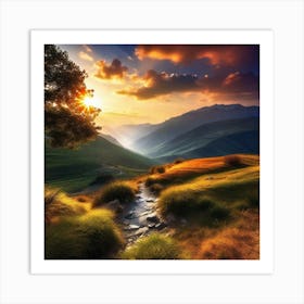 Sunset In The Mountains 28 Art Print